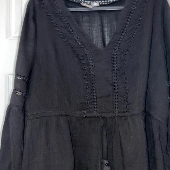 Gap Black boho crotchet ballon sleeves blouse Sz S - Picture 7 of 14